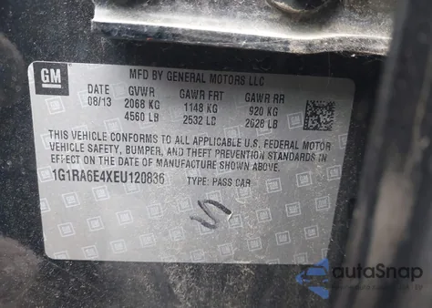 2014 Chevrolet Volt from USA, damaged, VIN 1G1RA6E4XEU120836